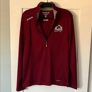 EUC Reebok PlayDry Men’s Medium Colorado Avalanche Pullover Burgundy Quarter Zip